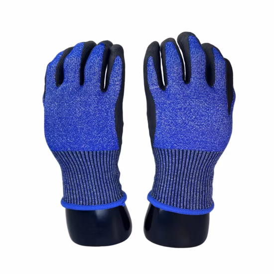 Hppe Anti Cut Resistant Knife Proof Double DIP Sandy Nitrile Coated Safety Work Labor Gloves for Industrial Working