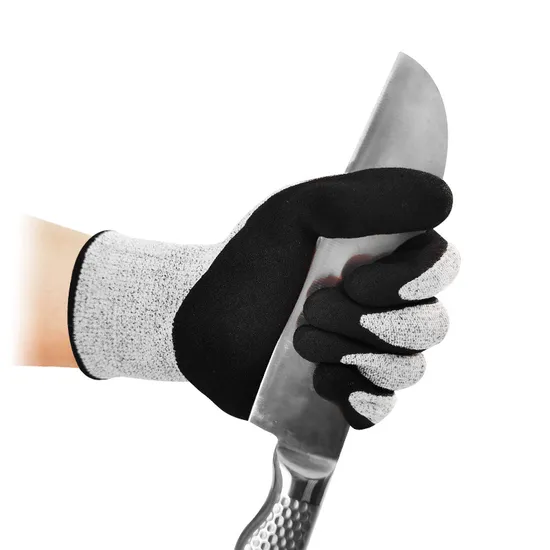 High Quality 13 Gauge Hppe Cut Resistant Palm Coating Nitrile Sandy Safety Work Hand Gloves
